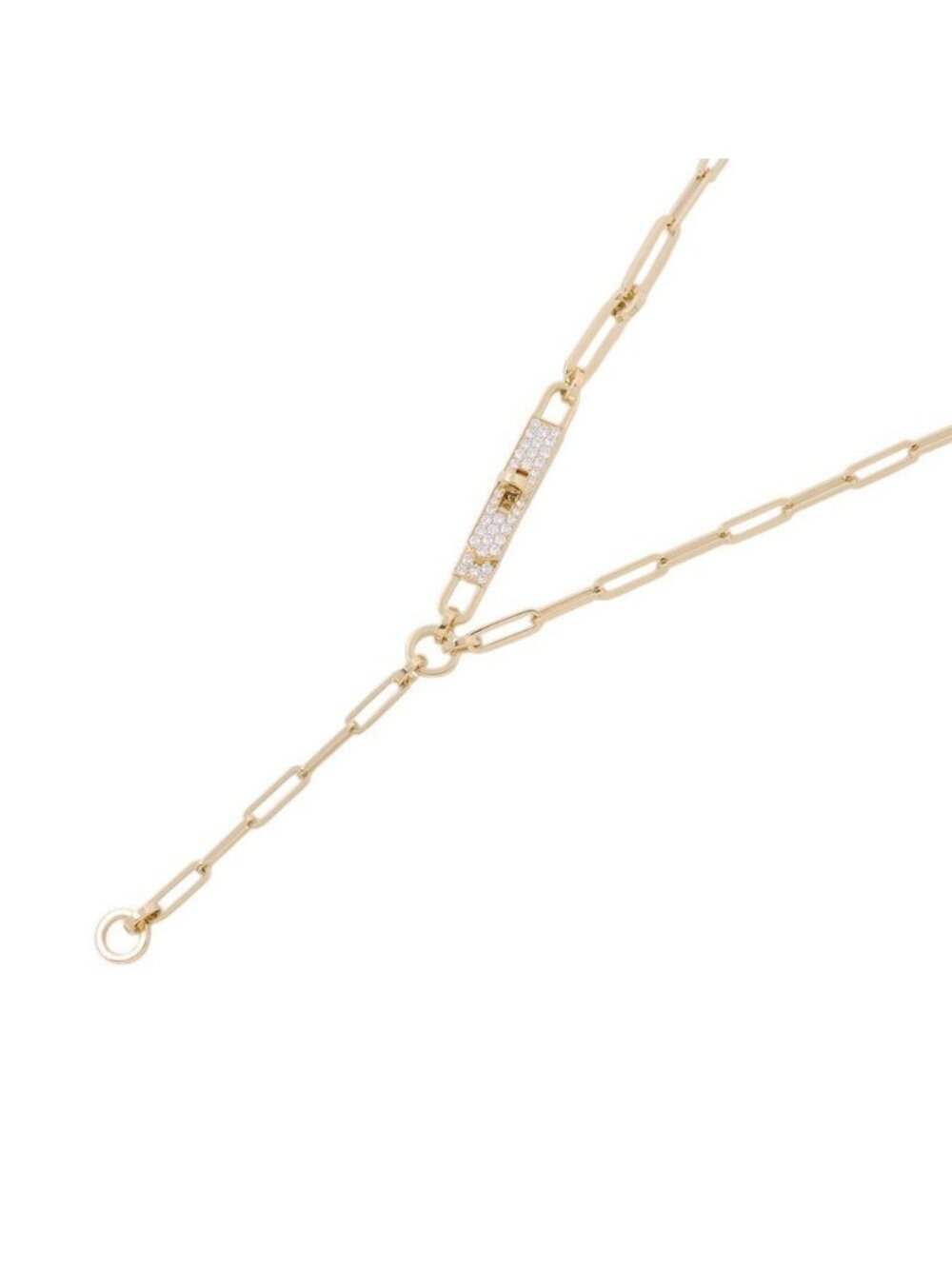 Hermes Necklace Kelly Chaine Lariat Diamond Total 18k Yellow Gold